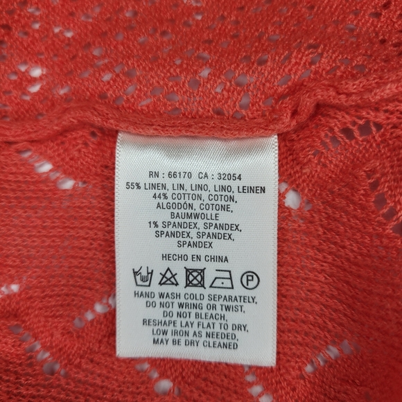 Anthropologie Knitted & Knotted Cardigan Coral Small Linen Blend Lagenlook Beach - Picture 8 of 8